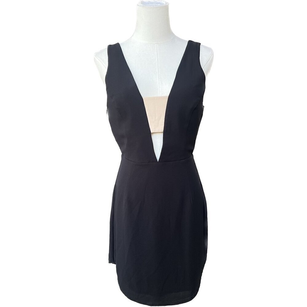 NWT NBD X THE NAVEN TWINS PLUNGING NECKLINE MINI COCKTAIL DRESS OPEN BACK SEXY